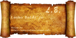Lesko Balázs névjegykártya